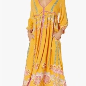 Free People Foley Maxi Dress in Yellow Print